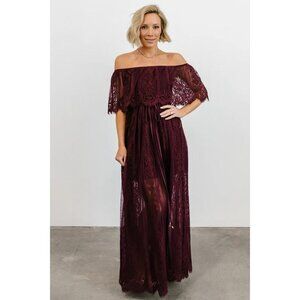 NWT Baltic Born Mulberry Lace Maxi Dress | off the shoulder, lace overlay